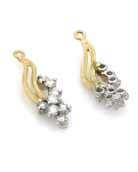 Diamond Swirl Earring Jackets in White and Yellow Gold